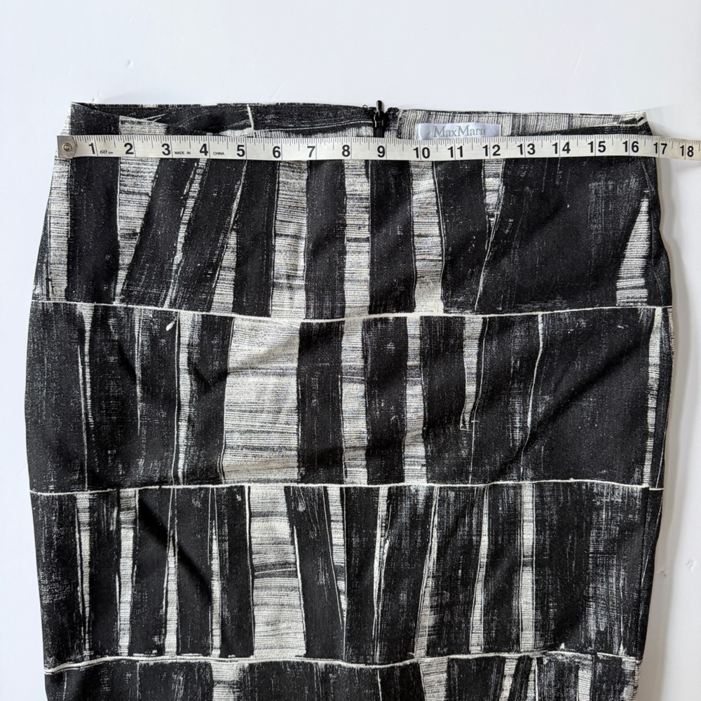 MaxMara‎ Women's Monochrome  Black and Gray Print Pencil Skirt Size 12 - Picture 6 of 8
